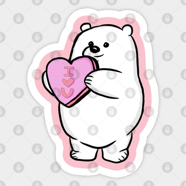 Valentine's Day Polar Bear Sticker by RoserinArt